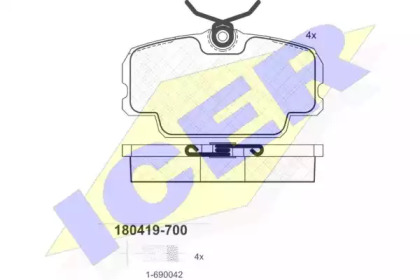 Комплект тормозных колодок (ICER: 180419-700)