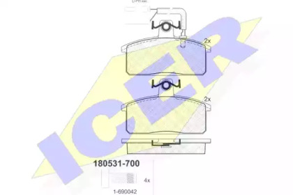 Комплект тормозных колодок (ICER: 180531-700)