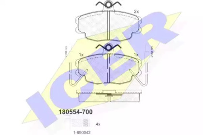 Комплект тормозных колодок (ICER: 180554-700)