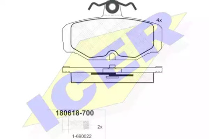 Комплект тормозных колодок (ICER: 180618-700)