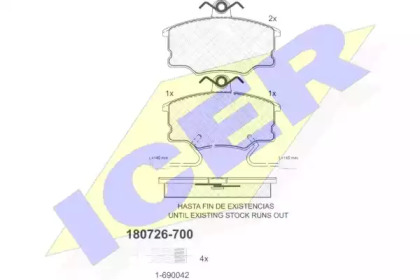 Комплект тормозных колодок (ICER: 180726-700)