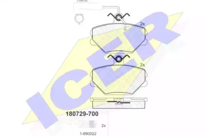 Комплект тормозных колодок (ICER: 180729-700)