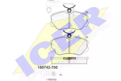 Комплект тормозных колодок (ICER: 180742-700)