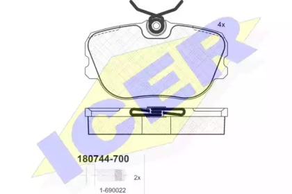 Комплект тормозных колодок (ICER: 180744-700)