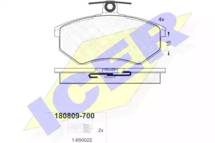 Комплект тормозных колодок (ICER: 180809-700)