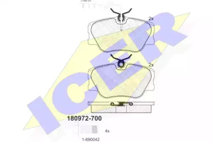 Комплект тормозных колодок (ICER: 180972-700)