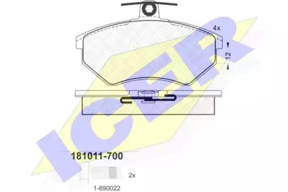 Комплект тормозных колодок (ICER: 181011-700)