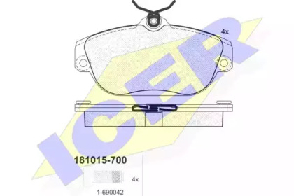 Комплект тормозных колодок (ICER: 181015-700)