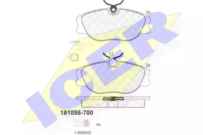 Комплект тормозных колодок (ICER: 181098-700)