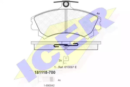 Комплект тормозных колодок (ICER: 181118-700)