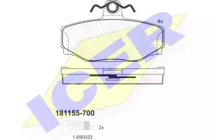 Комплект тормозных колодок (ICER: 181155-700)