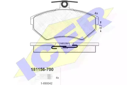 Комплект тормозных колодок (ICER: 181156-700)