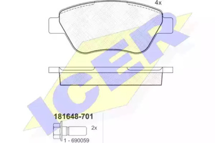 Комплект тормозных колодок (ICER: 181648-701)