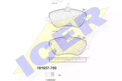 Комплект тормозных колодок (ICER: 181657-700)