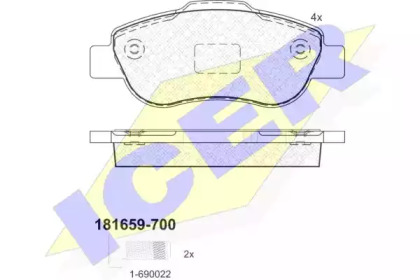 Комплект тормозных колодок (ICER: 181659-700)