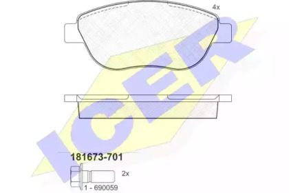 Комплект тормозных колодок (ICER: 181673-701)