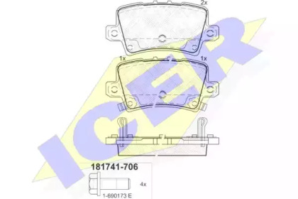 Комплект тормозных колодок (ICER: 181741-706)