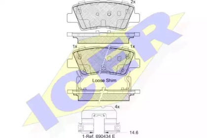 Комплект тормозных колодок (ICER: 182036-203)