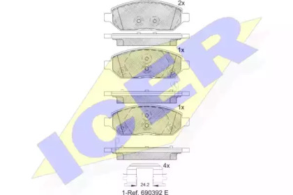 Комплект тормозных колодок (ICER: 182264)