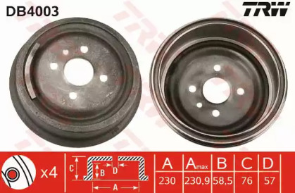 Тормозный барабан (TRW: DB4003)