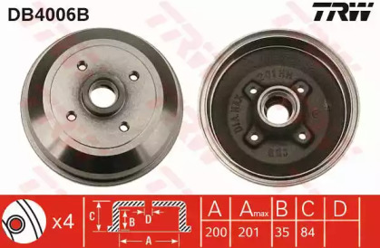 Тормозный барабан (TRW: DB4006B)