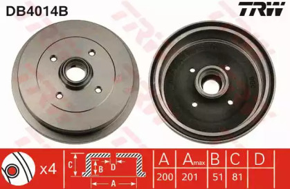 Тормозный барабан (TRW: DB4014B)