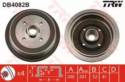 Тормозный барабан (TRW: DB4082B)