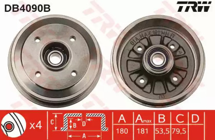 Тормозный барабан (TRW: DB4090B)