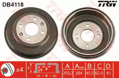 Тормозный барабан (TRW: DB4118)