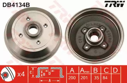 Тормозный барабан (TRW: DB4134B)