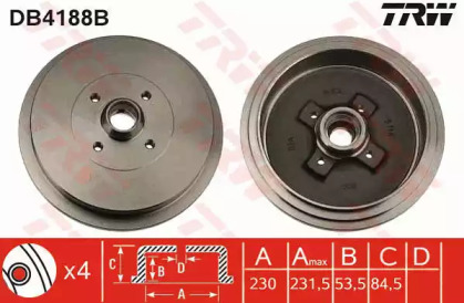 Тормозный барабан (TRW: DB4188B)