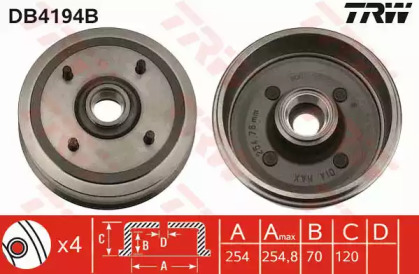 Тормозный барабан (TRW: DB4194B)