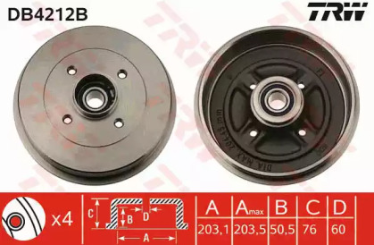 Тормозный барабан (TRW: DB4212B)