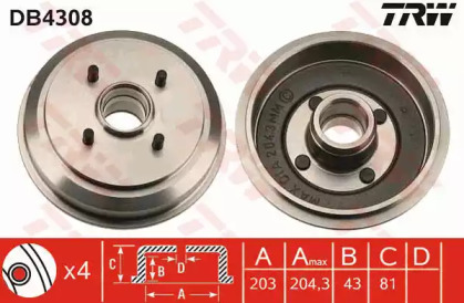 Тормозный барабан (TRW: DB4308)