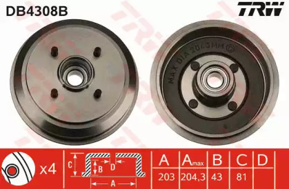 Тормозный барабан (TRW: DB4308B)