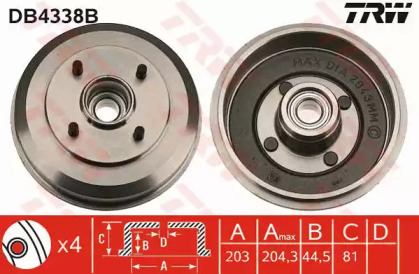 Тормозный барабан (TRW: DB4338B)