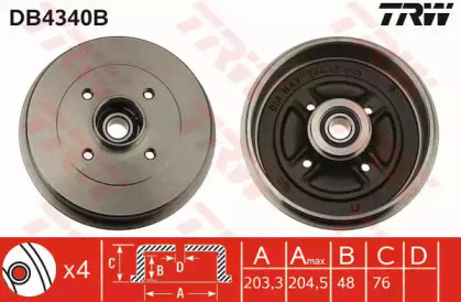 Тормозный барабан (TRW: DB4340B)