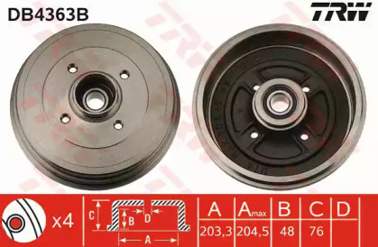 Тормозный барабан (TRW: DB4363B)