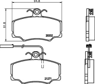 Комплект тормозных колодок (HELLA: 8DB 355 017-871)