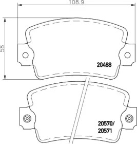 Комплект тормозных колодок (HELLA: 8DB 355 007-171)