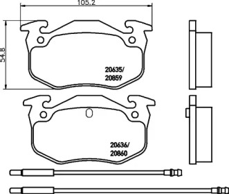 Комплект тормозных колодок (HELLA: 8DB 355 018-921)