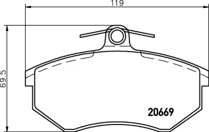 Комплект тормозных колодок (HELLA: 8DB 355 021-111)