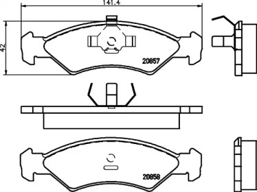 Комплект тормозных колодок (HELLA: 8DB 355 007-311)