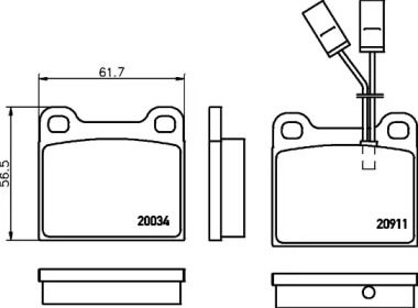 Комплект тормозных колодок (HELLA: 8DB 355 017-531)