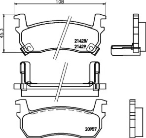 Комплект тормозных колодок (HELLA: 8DB 355 010-421)