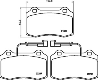 Комплект тормозных колодок (HELLA: 8DB 355 018-421)