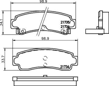 Комплект тормозных колодок (HELLA: 8DB 355 027-281)