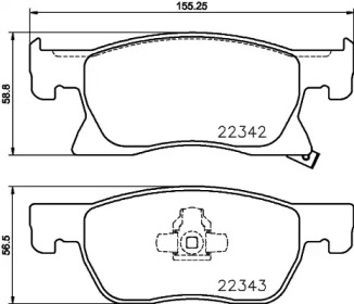 Комплект тормозных колодок (HELLA: 8DB 355 024-771)