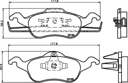 Комплект тормозных колодок (HELLA: 8DB 355 008-621)