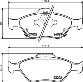 Комплект тормозных колодок (HELLA: 8DB 355 030-221)